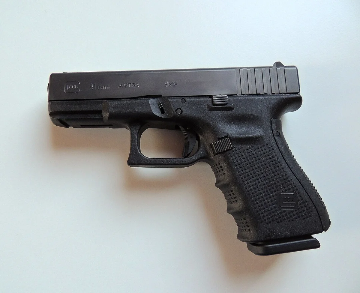 Glock 19 compact 9mm pistol (Gen 4), left side