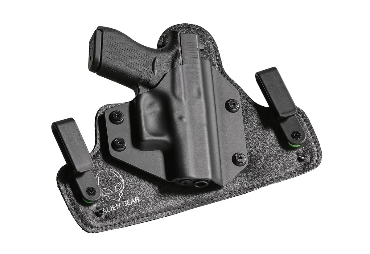 Glock 42 .380 pistol in an inside-the-waistband holster