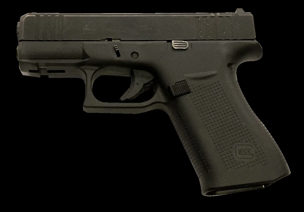 Glock 43X slimline 9mm pistol, left side
